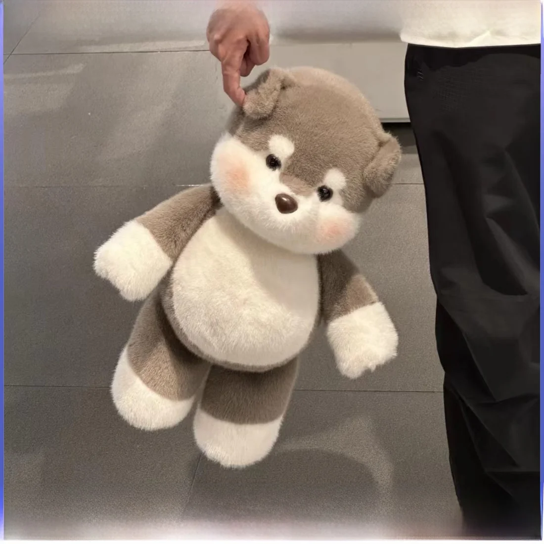 peluche-chien-alaska-cadeau-d'anniversaire-pour-filles-adorable-poupee-en-peluche-douce-couleur-gris-lait-interactive-version-q-rotative-a-360-degres
