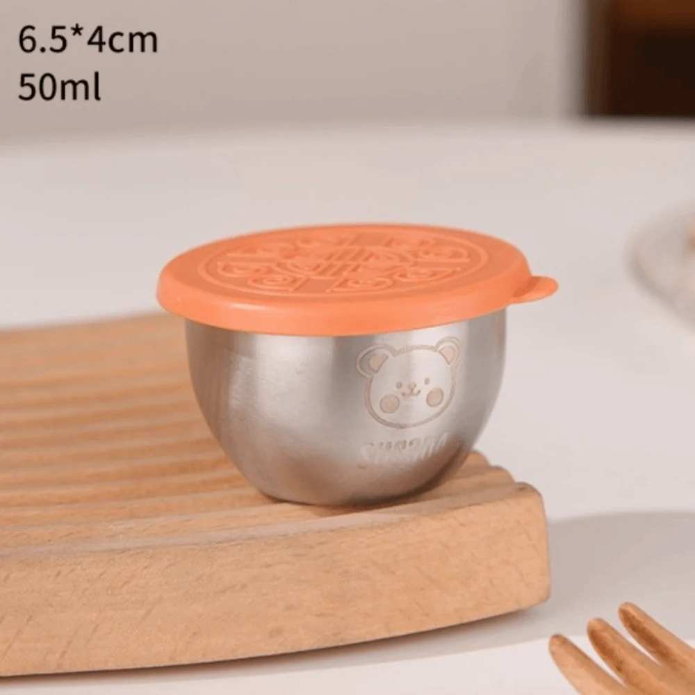 

New 50ML Sauce Cup 304 Stainless Steel Easy Clean Storage Containers Leak-proof Sealed Lid Dipping Dish Food Storage