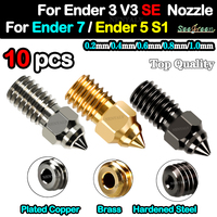 3D Printer Parts For Ender-3 V3 SE Creality High Speed M6 Nozzle Kit For Ender-5 S1 / Ender-7 Hardened Steel Plated Copper Brass