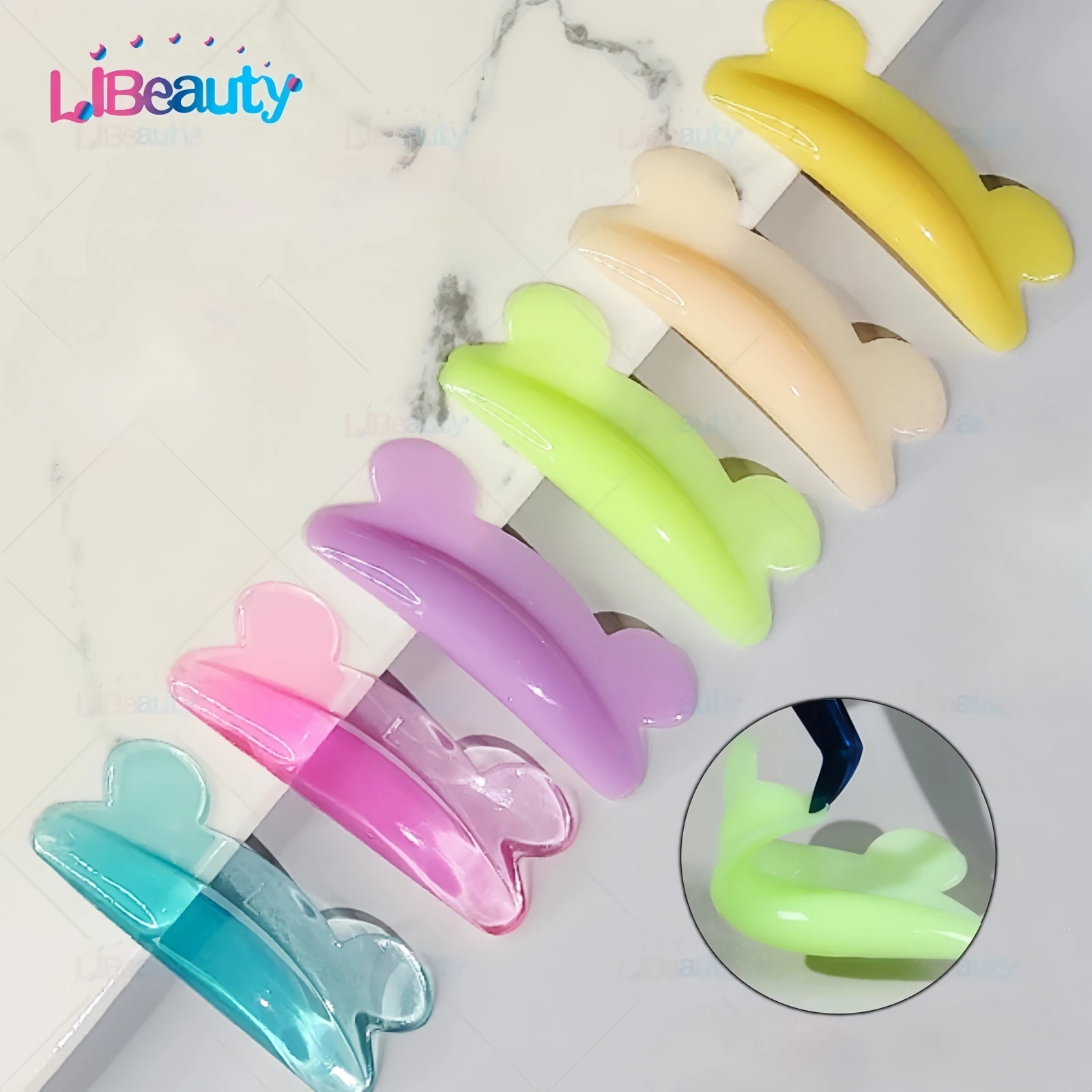 Libeauty 5 Paia Senza Colla Silicone Ciglia Perm Pad Ciglia Appiccicose Aste Scudo Ascensore 3D Piegaciglia Accessori Strumenti di Trucco