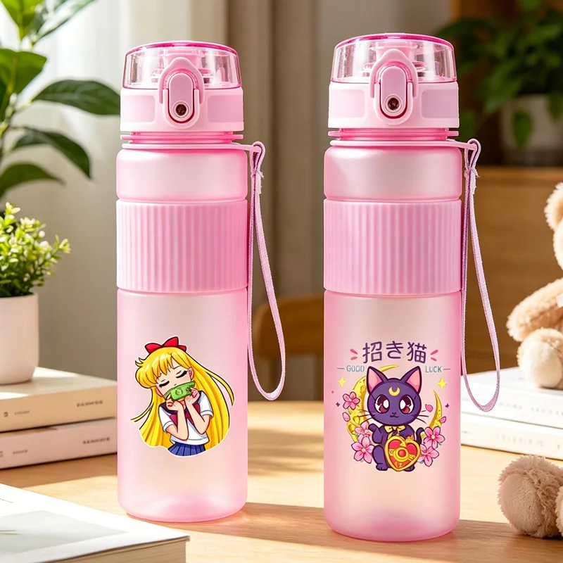 530ML Sailor Moons Water Bottle Student Cartoon Anime Water Cup Women Office Worker Drinking Bottles Sport Casual Flask Gifts