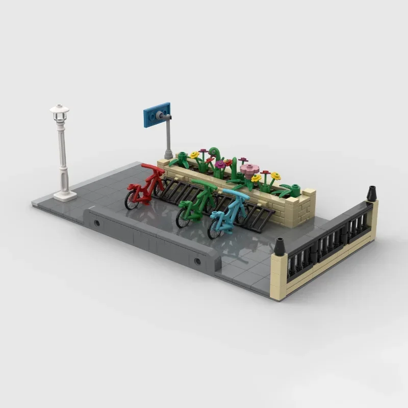 Street View Model Moc Bouwstenen Modulaire Fietsstandaard Model Technologie Modulaire Baksteen DIY Assemblage Constructie Speelgoed Geschenken