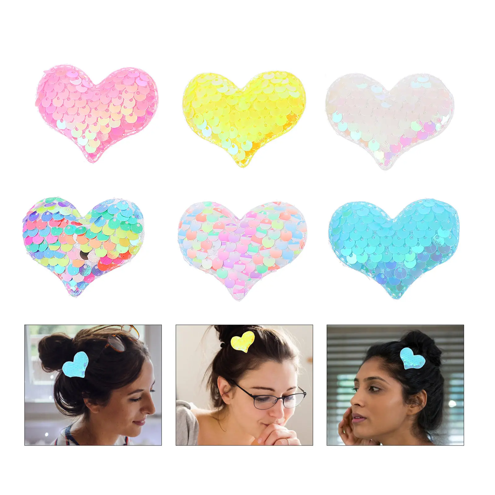 12Pcs Kids Heart Hair Clips Glitter Side Hairpins Hair Grip Hairstyle Holder Barrettes for Girls Heart Hairpin