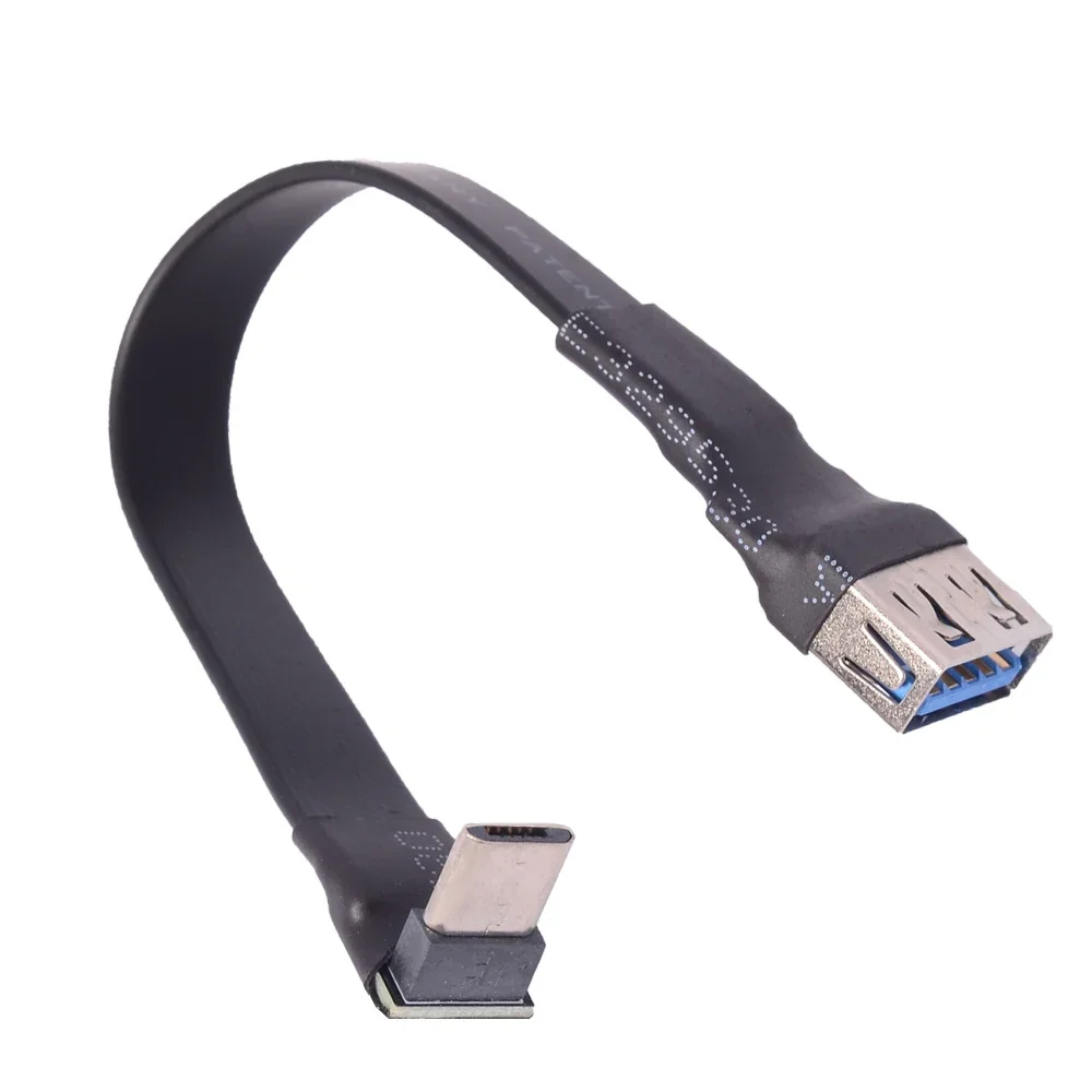 Double Angled Micro USB OTG Ribbon Cable 90 Right Angle FPV Power Cord USB 2.0 Type-A Female to Micro-B Male Flat OTG Cord