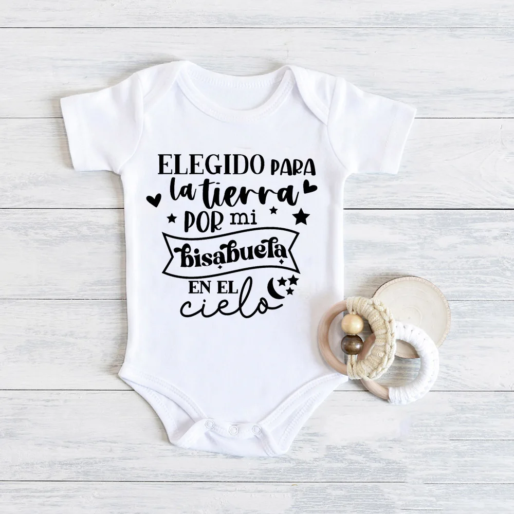 

Elegido Para La Tierra Por Mi Bisabuela Cielo Baby Romper Girl Boy Print Jumpsuit Short Sleeve Bodysuit Summer Infant Gifts