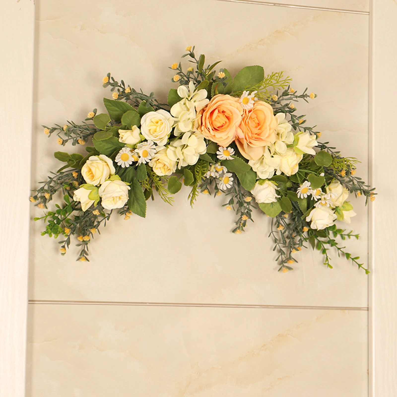 Artificial Arch Flowers Silk Rose Wreath Ring Wall Door Lintel Flower Trim Mirror Flower Garland Hanging Wedding Background Prop