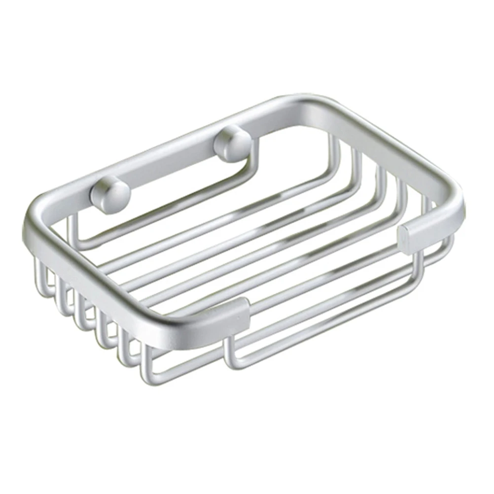 

2pcs Space Aluminum Soap Storage Rack Soap Holder Tray Stand Bathroom Storage for Bathroom (Silver)