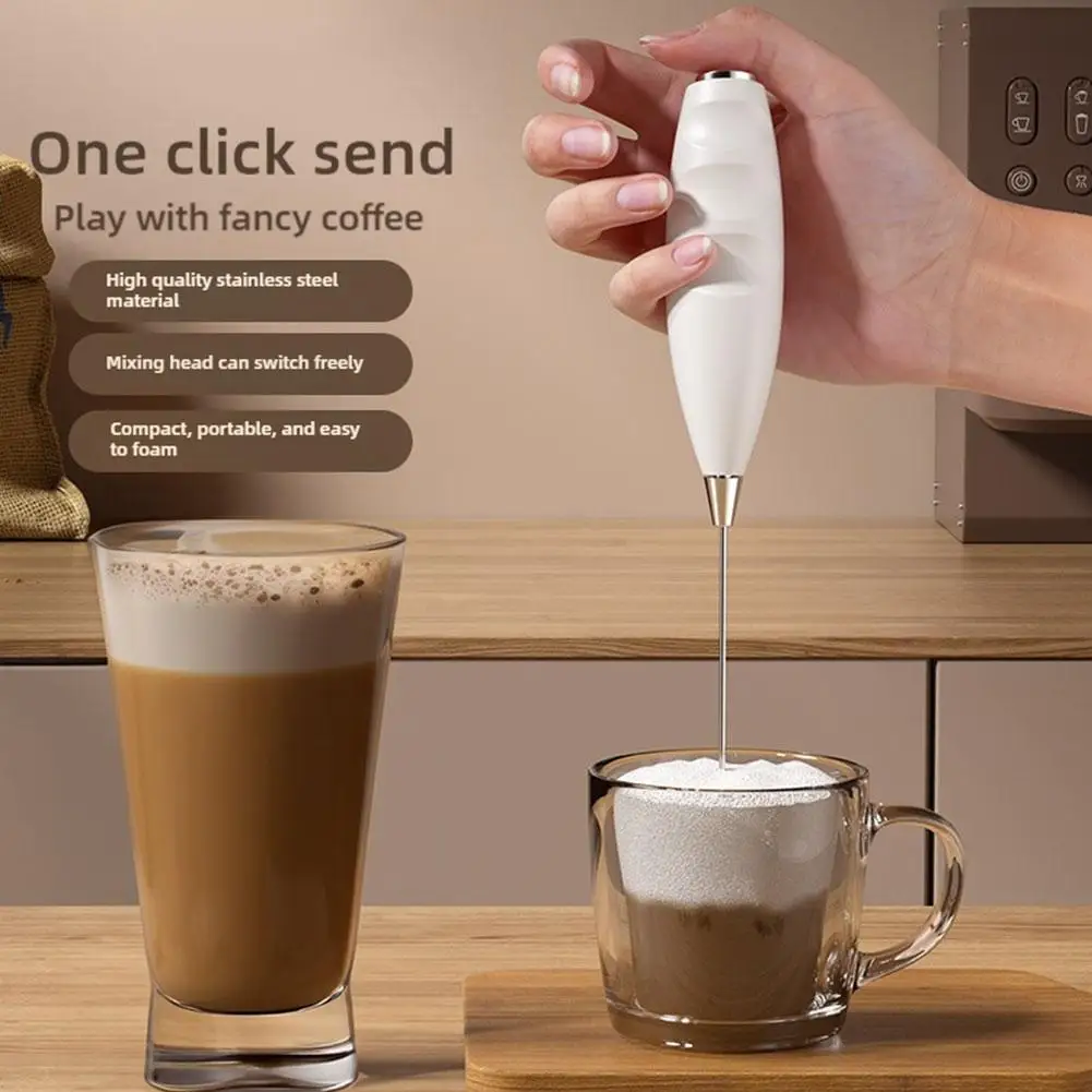 Montalatte elettrico portatile - Mini schiuma per caffè latte, cappuccino, frappe, multiuso come frusta per cioccolata calda Matcha