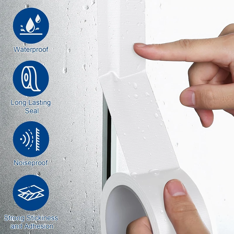 White Window Weather Sealing Tape  Window AC Insulation Tape Waterproof Blocker For Cold Heat Air Windproof No Residue Adheisve