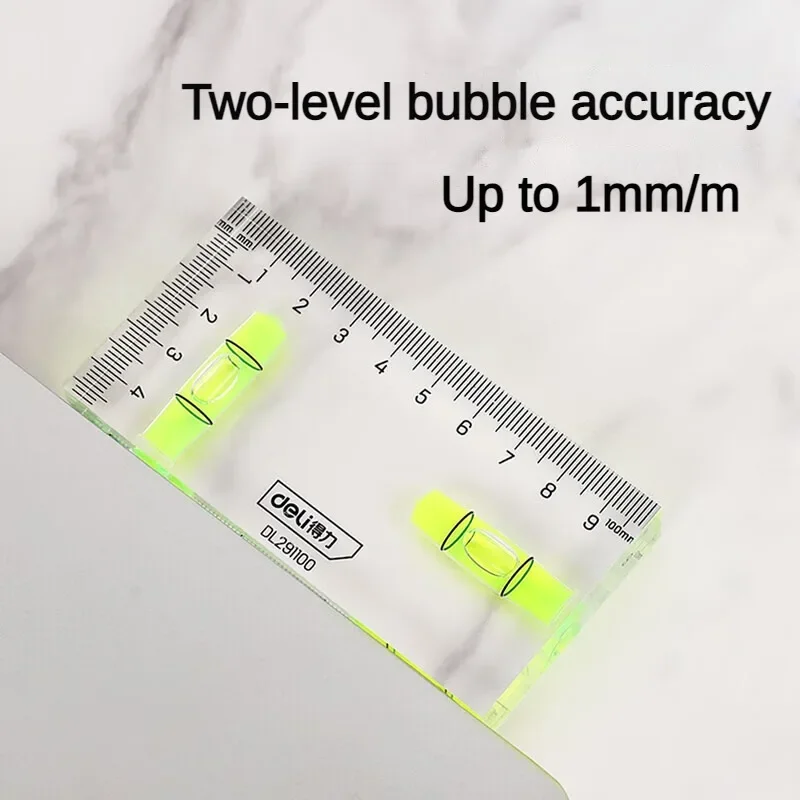 Deli High Precision Transparent Two Direction Magnetic Level Bubble Mini Level Multi-Functional Portable Measuring Tool