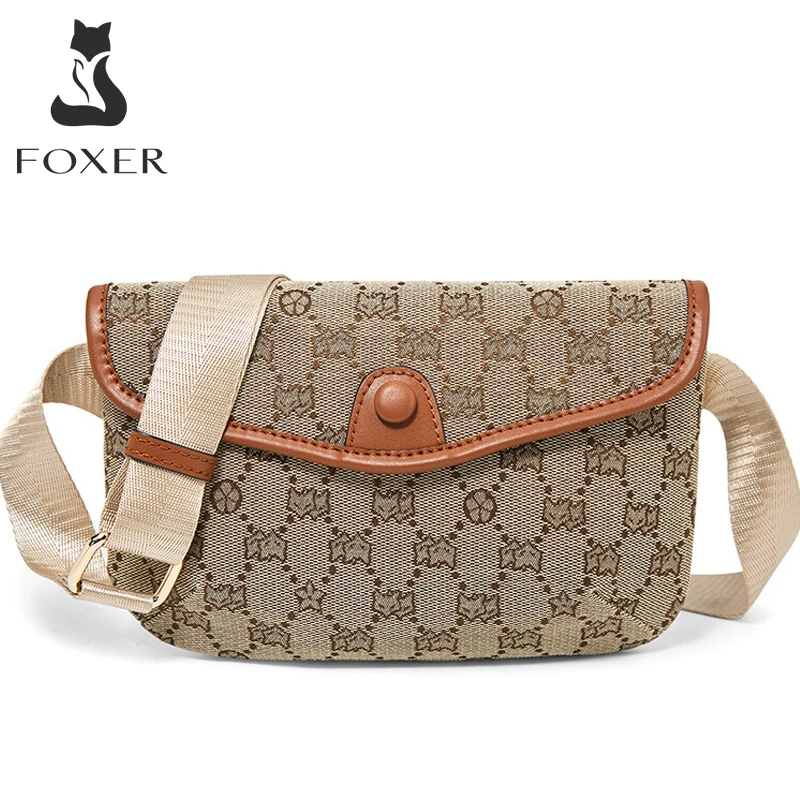 FOXER Print Fabric Women\'s Cellphone Bag Vintage Crossbody Shoulder Bag Design Girl\'s Phone Pocket Lady Light Flap Messenger Bag