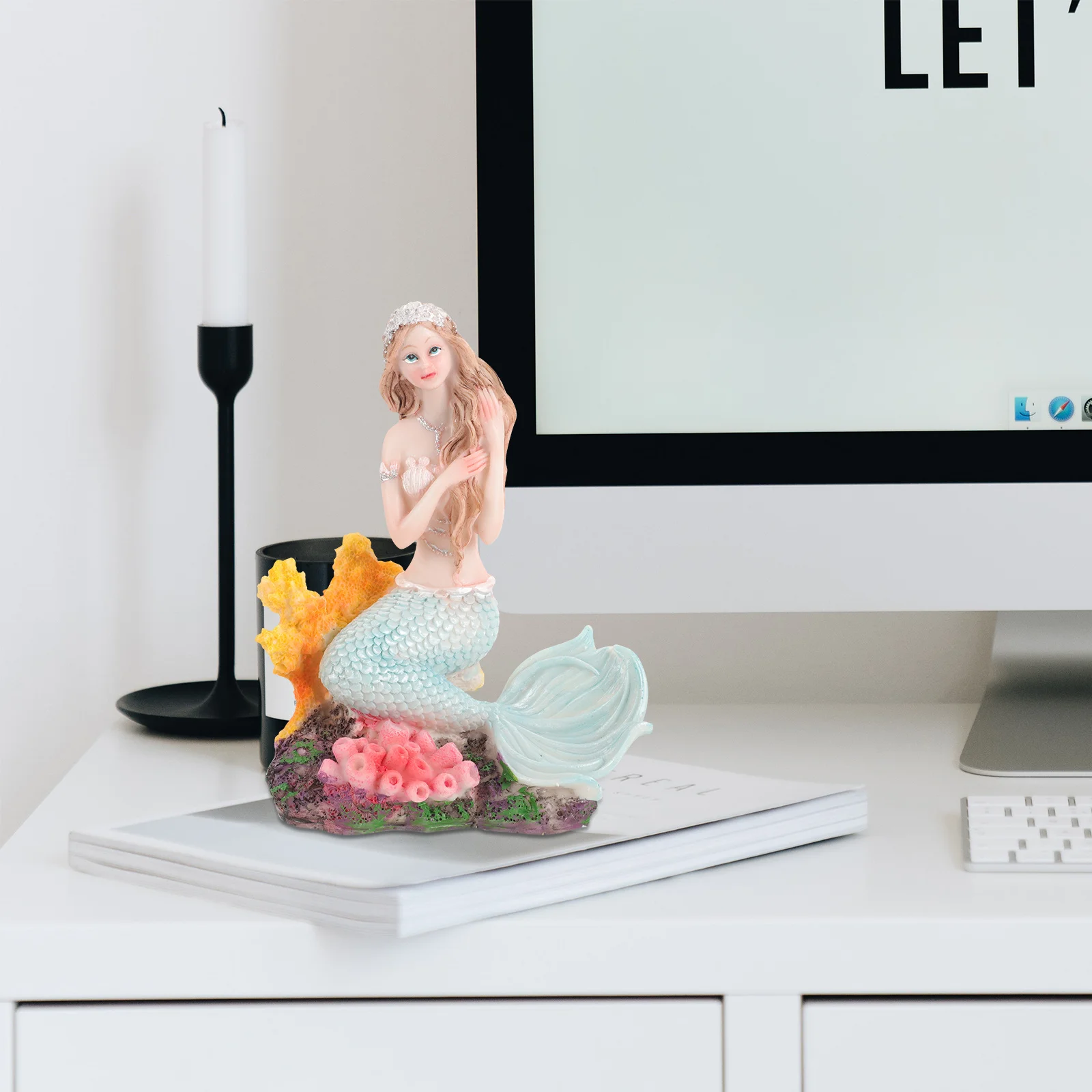 

Mermaid Room Decor for Fish Statue Decorations Aquarium Figurines Ornament Miniature Statues