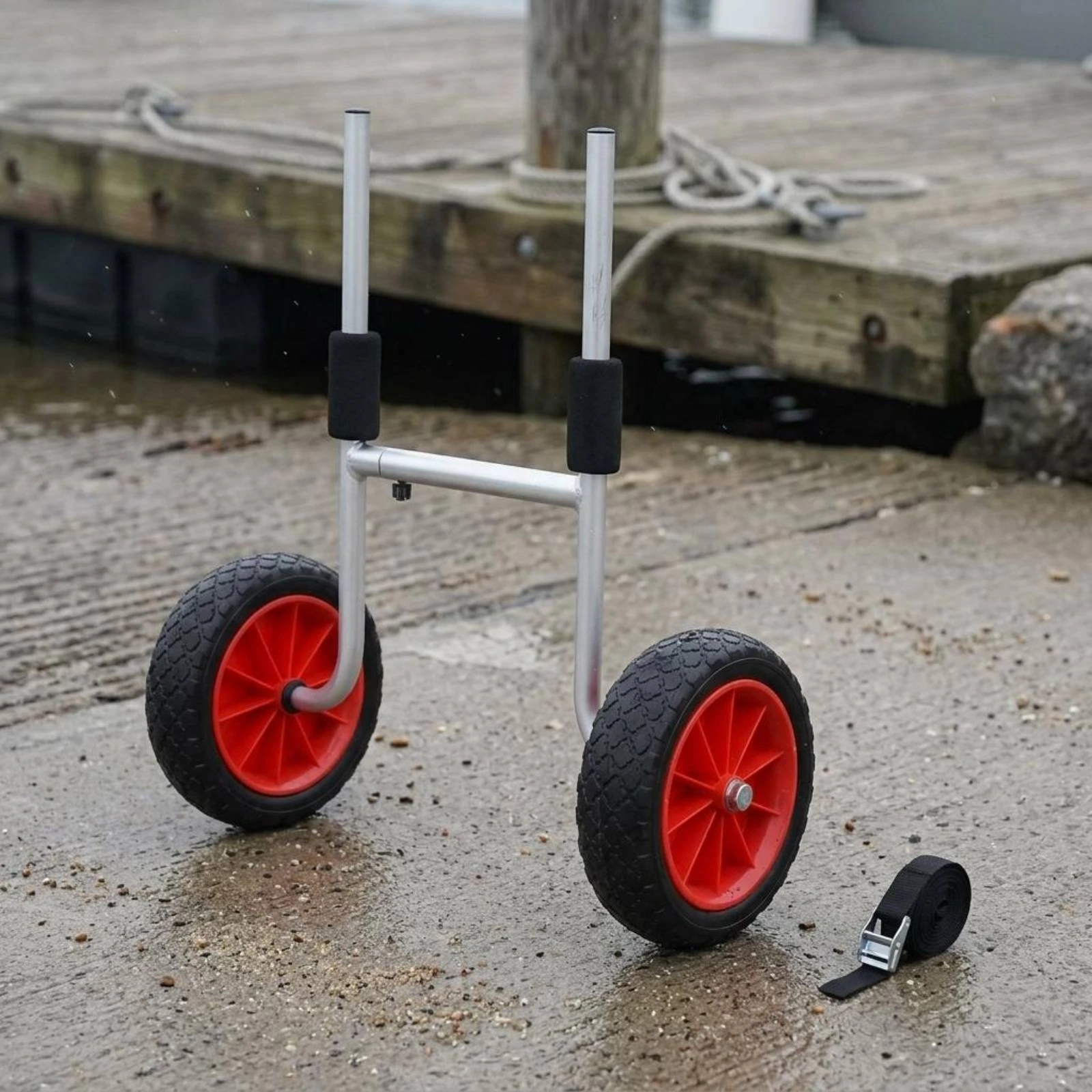 Aluminum Frame Bootstrailer Trolley Adjustable Width Transportwagen Water Sport Gear Kayak Trolley for Home and Parking Area