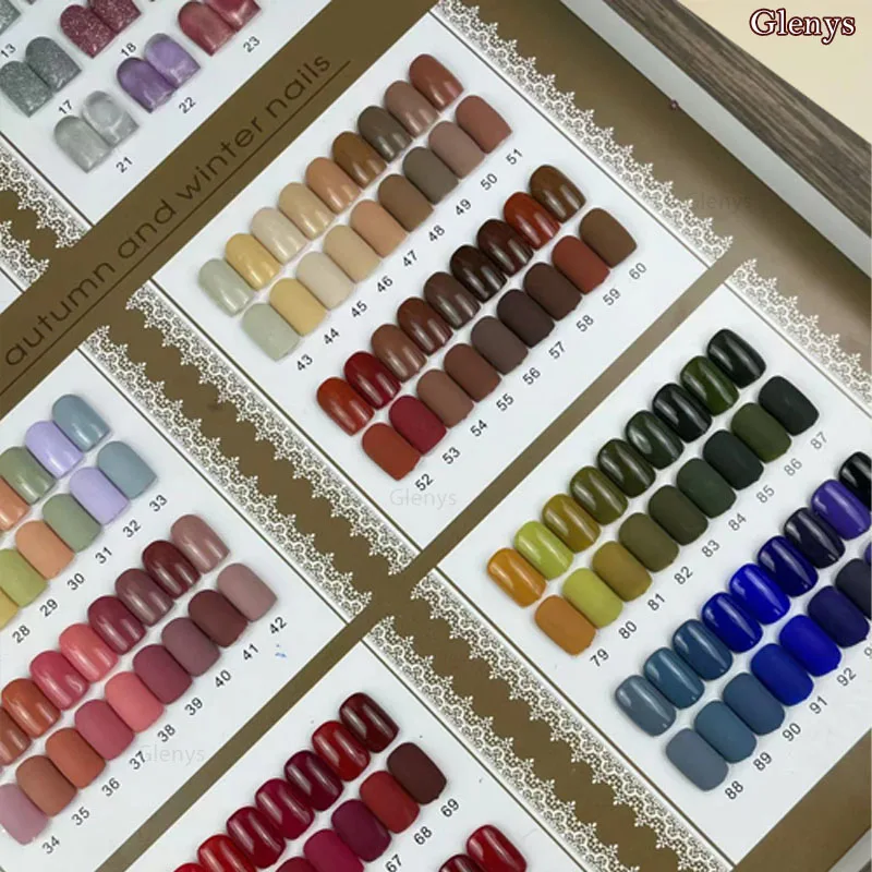 Glenys 96 color transparent cat eye nail polish tape color card semi permanent immersion gel nail art learning varnish 15ml