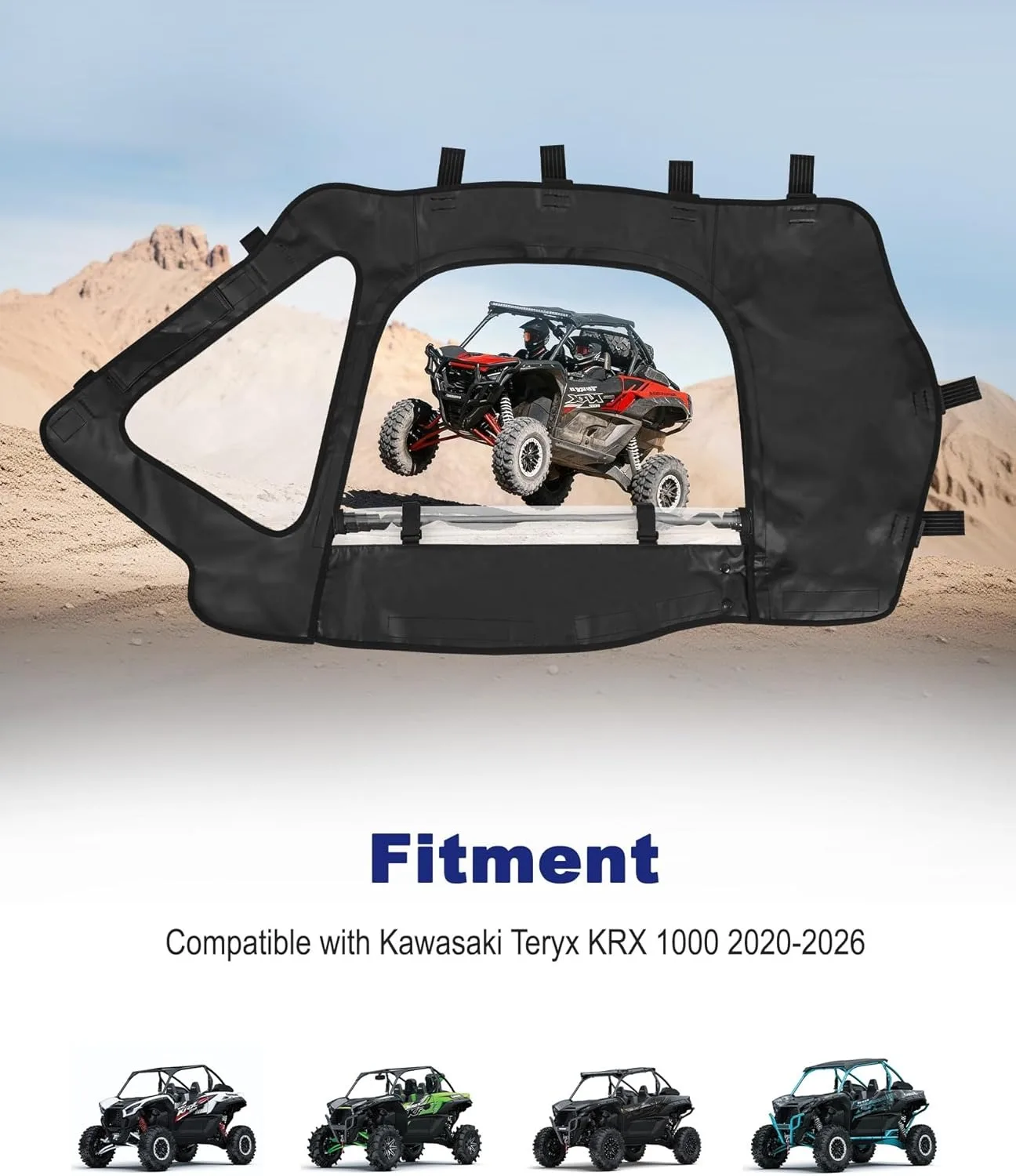 Soft Upper Doors For Kawasaki Teryx KRX 1000 2020-2026 Upper Window No-Tool Installation Replacement for OEM 99994-1298