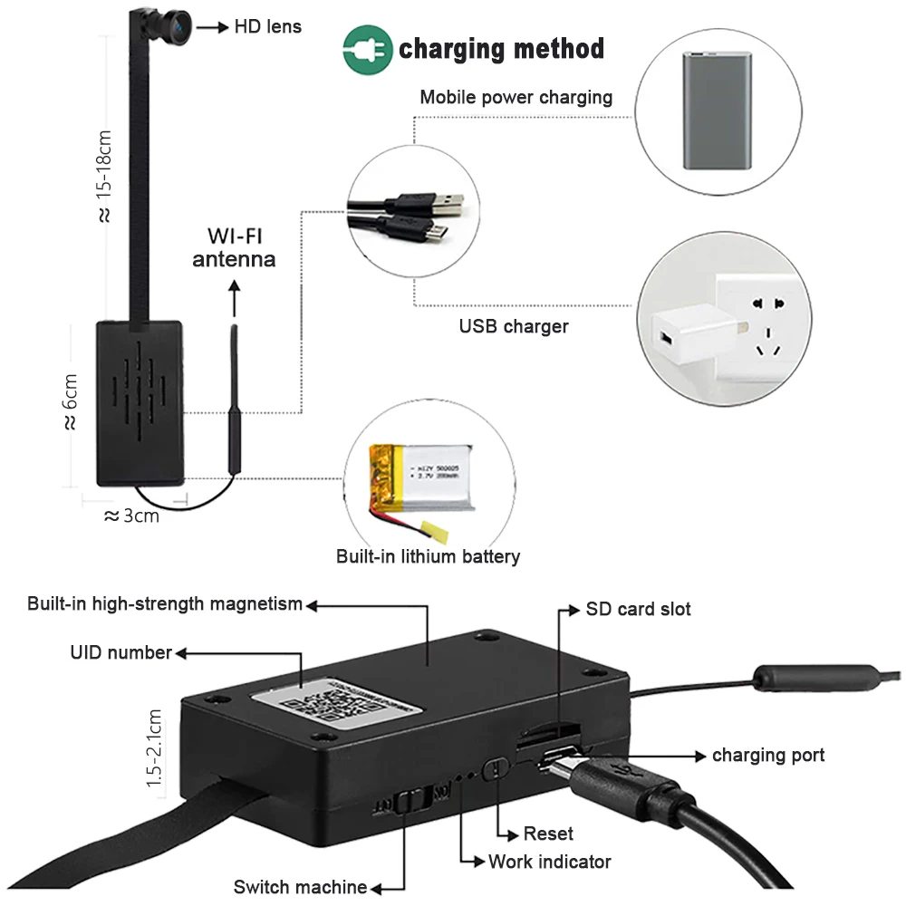 4K Mini DIY Ağ Kamerası WIFI HD Akıllı Telefon APP Kontrolü Kablosuz Gözetleme Kamerası Dahili Mikrofon Güvenlik Video 2.0MP