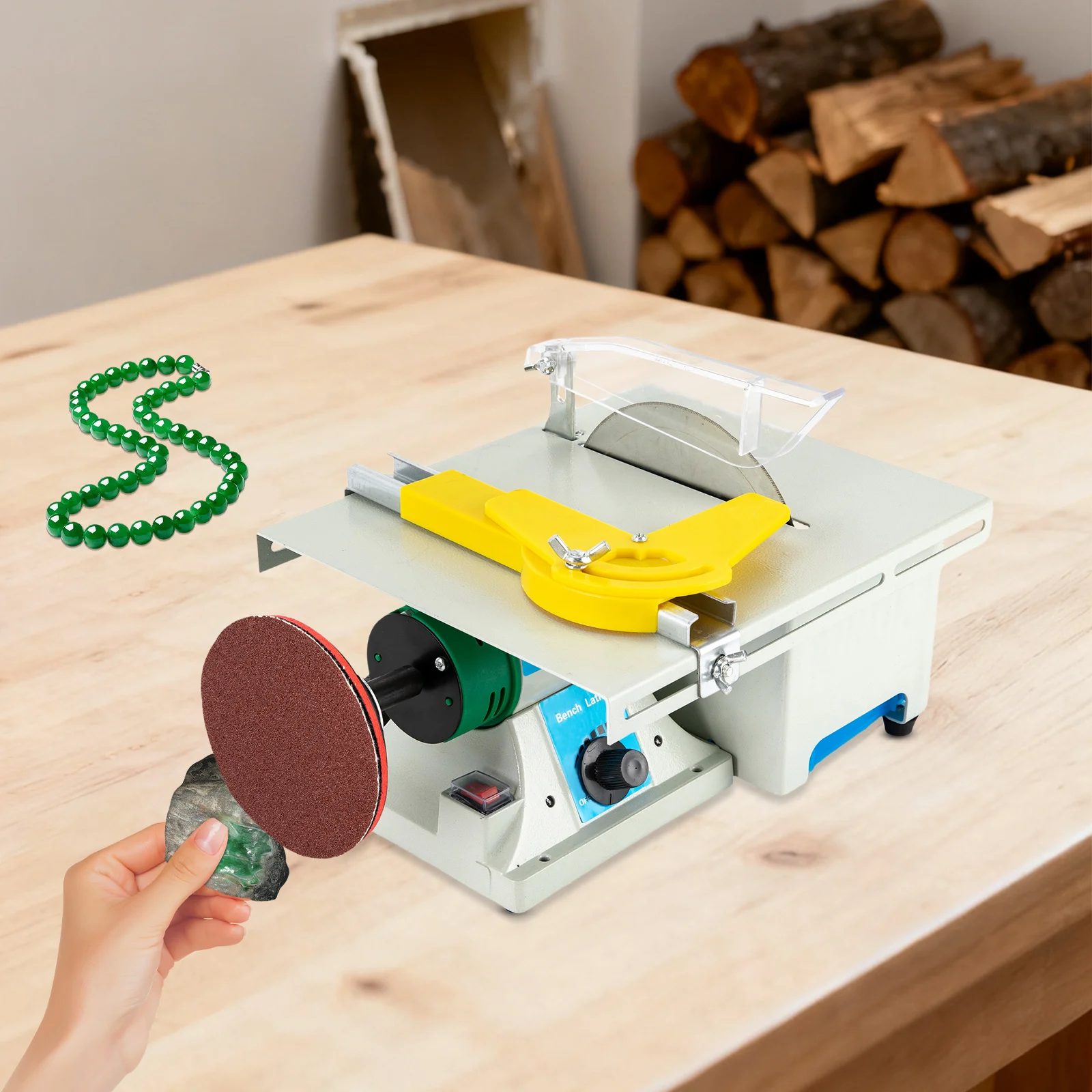 

750W 5-in-1 Jewelry Grinder Polishing Cutting Tool for Jade, Agate,Wood - Adjustable Speed 800-10000 RPM, Aluminum Construction