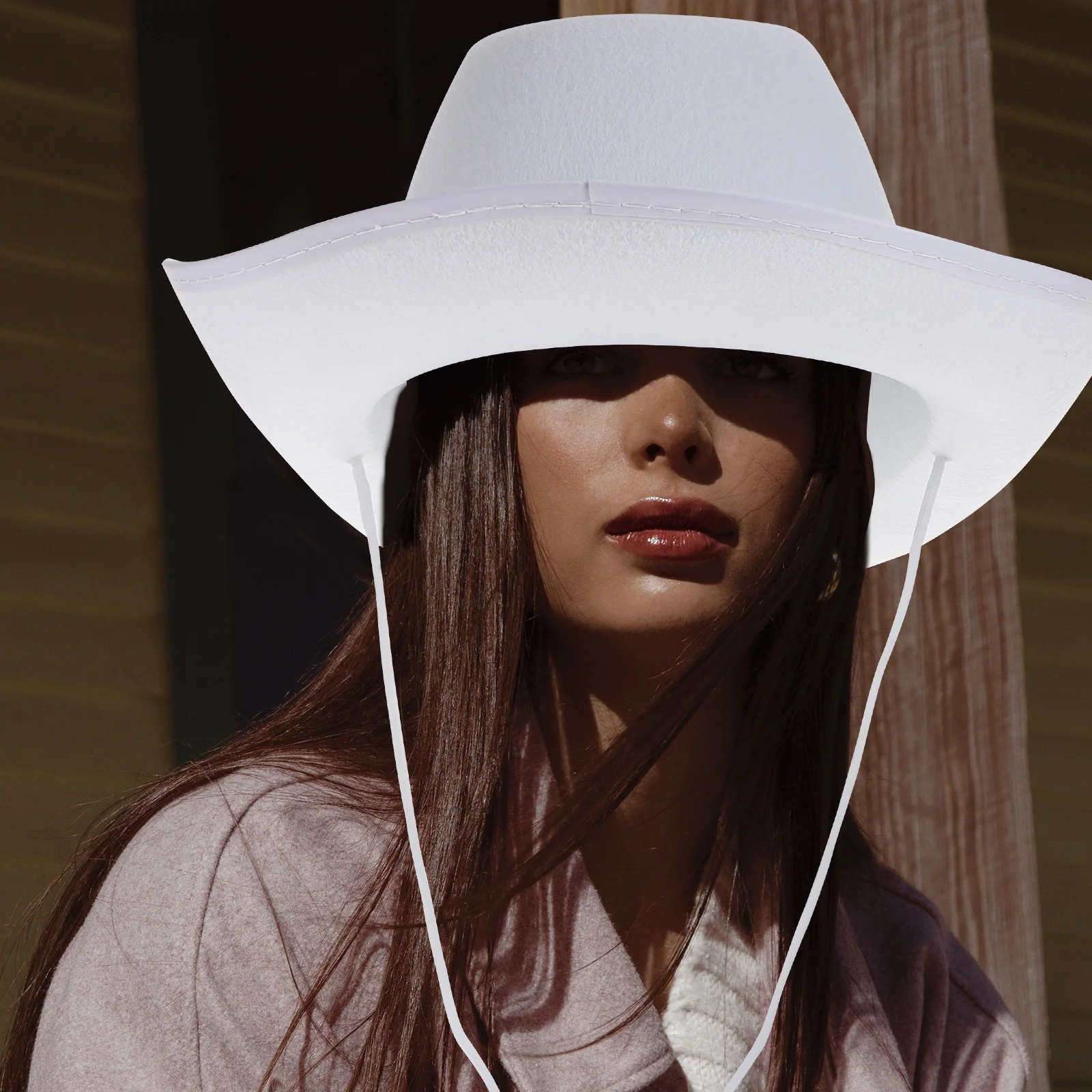 

Cowboy Hat Cowgirl Hats Cloth Wide Brim Adjustable Neck Drawstring Party Western Outfits Photo Accessories Straw Buckle Hemming
