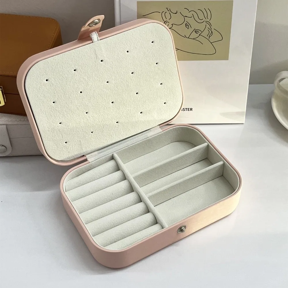 Simple Vintage Jewelry Storage Box Square Mini Necklace Ring Case Jewelry Display Case PU Leather Earring Organizer Women