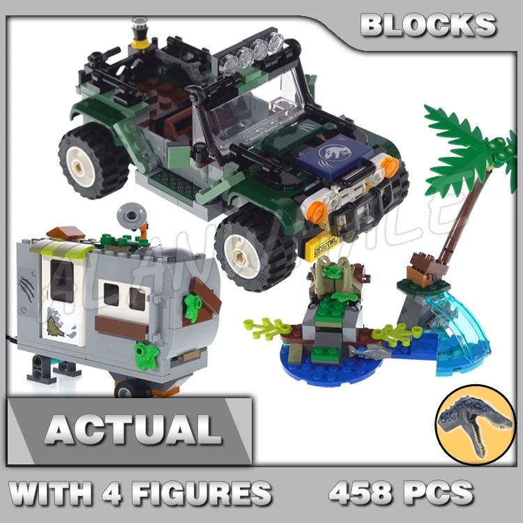 458 peças Jurassic World A Caça ao Tesouro Baryonyx Offroader 11335 Blocos de Montar Modelo Dinossauro Presentes para Crianças Compatível Com