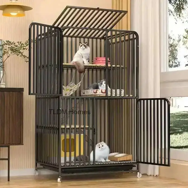 Jaulas para gatos y gatos de malla de tubo cuadrado de hierro moderno de gran actividad, Villa creativa para mascotas, casa libre de lujo para gatos, casa espacial, suministros para mascotas
