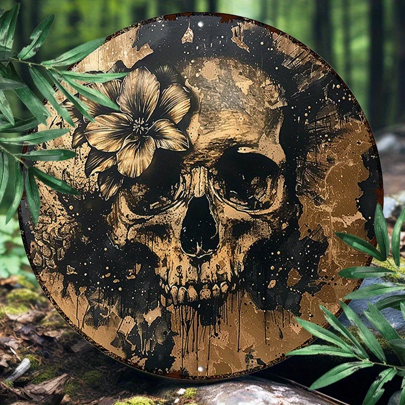 Gothic Skull & Flower 8x8