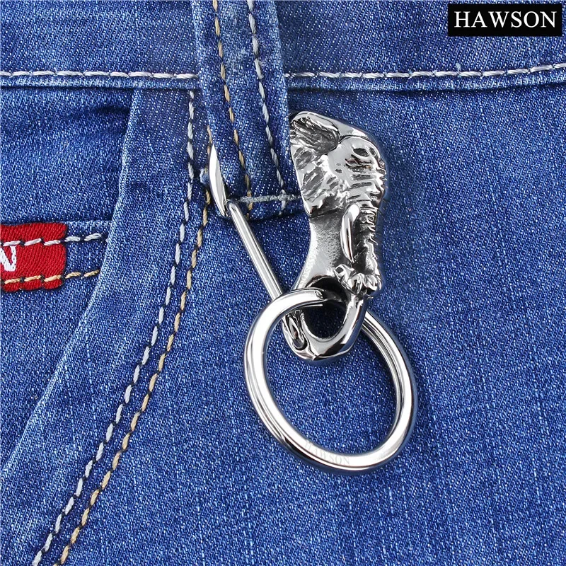 HAWSON Fashion Elephant Pattern Stainless Steel Collection Circle Key Chain,Animal Pattern Key Chain Accessories Men Women Gift