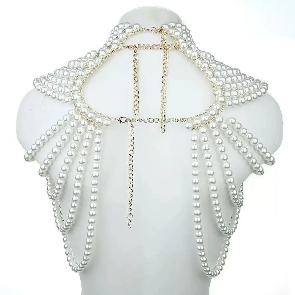 Fashionable European And American Pearl Body Chain Jewelry for Women Clothing Accessory Necklace Shoulder Scarf image 6