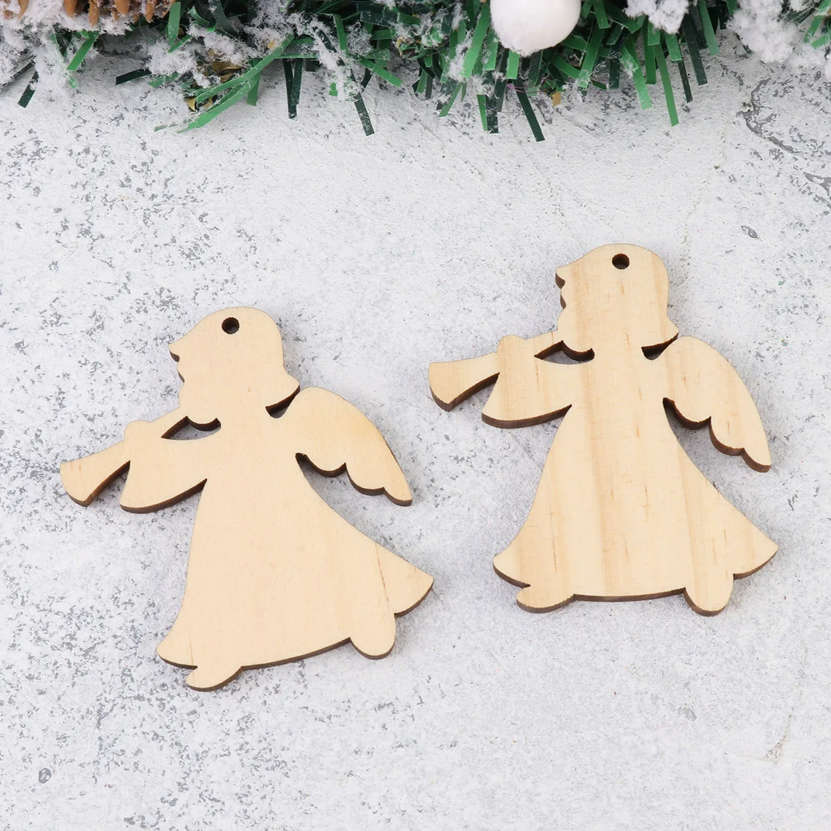 

10Pcs Christmas Wooden Hanging Pendant Cutouts Natural Wood Craft DIY Decorative Props for Tree Porch Wall Festival Decoration