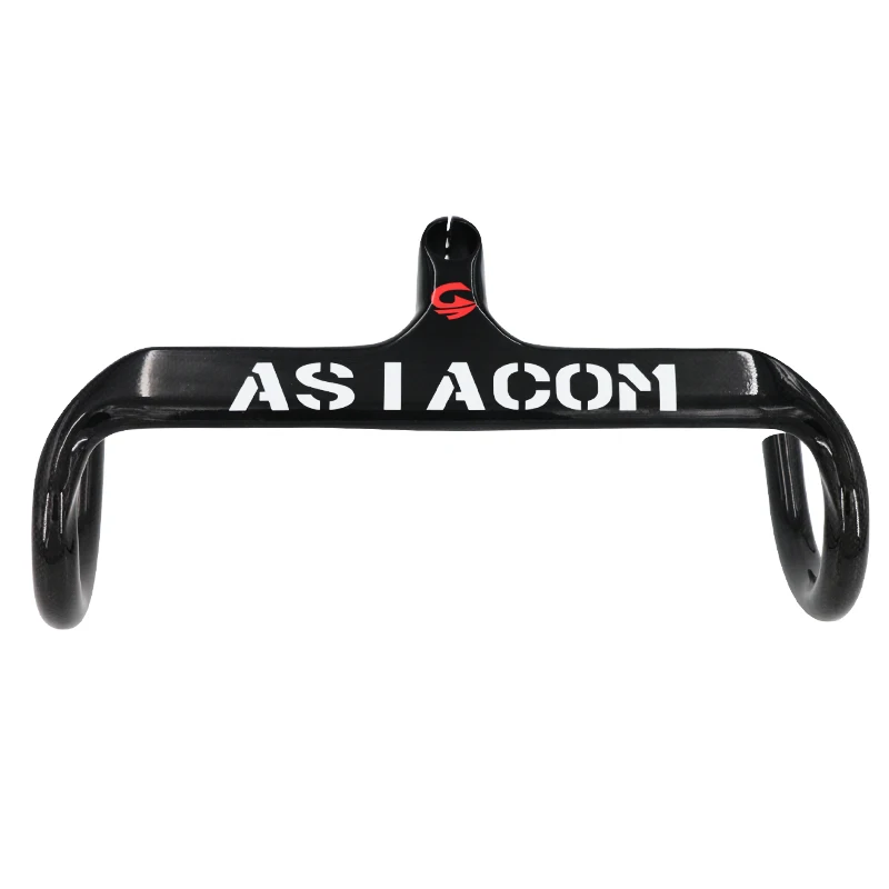 New ASIACOM Racing Road bike gloss 3K/UD full carbon fibre handlebar stem integrated internal cable 360-440*80-120mm