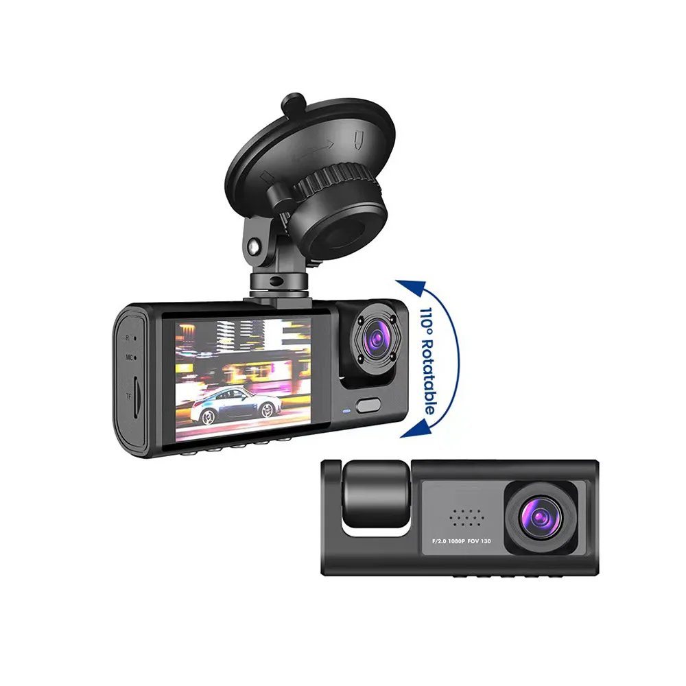 

3 lens video Car Recorder 2 inch screen Car recorder HD Night vision Dashcam Car DVR including backup camera