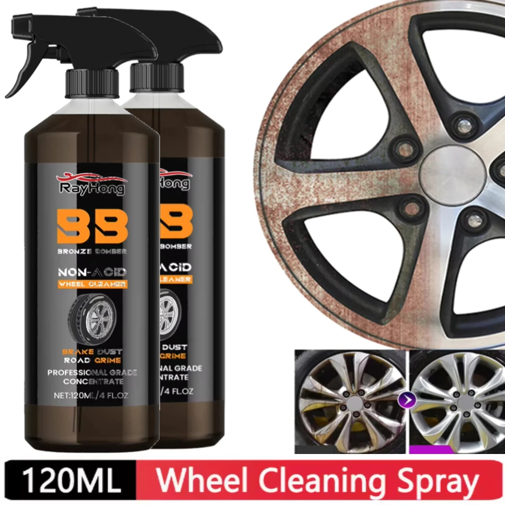Powerful Wheel Cleaner 120ml Car Detailing Rim Tire Cleaner Car Wash Wheel Cleaning Spray Brake Bomber Cleaner