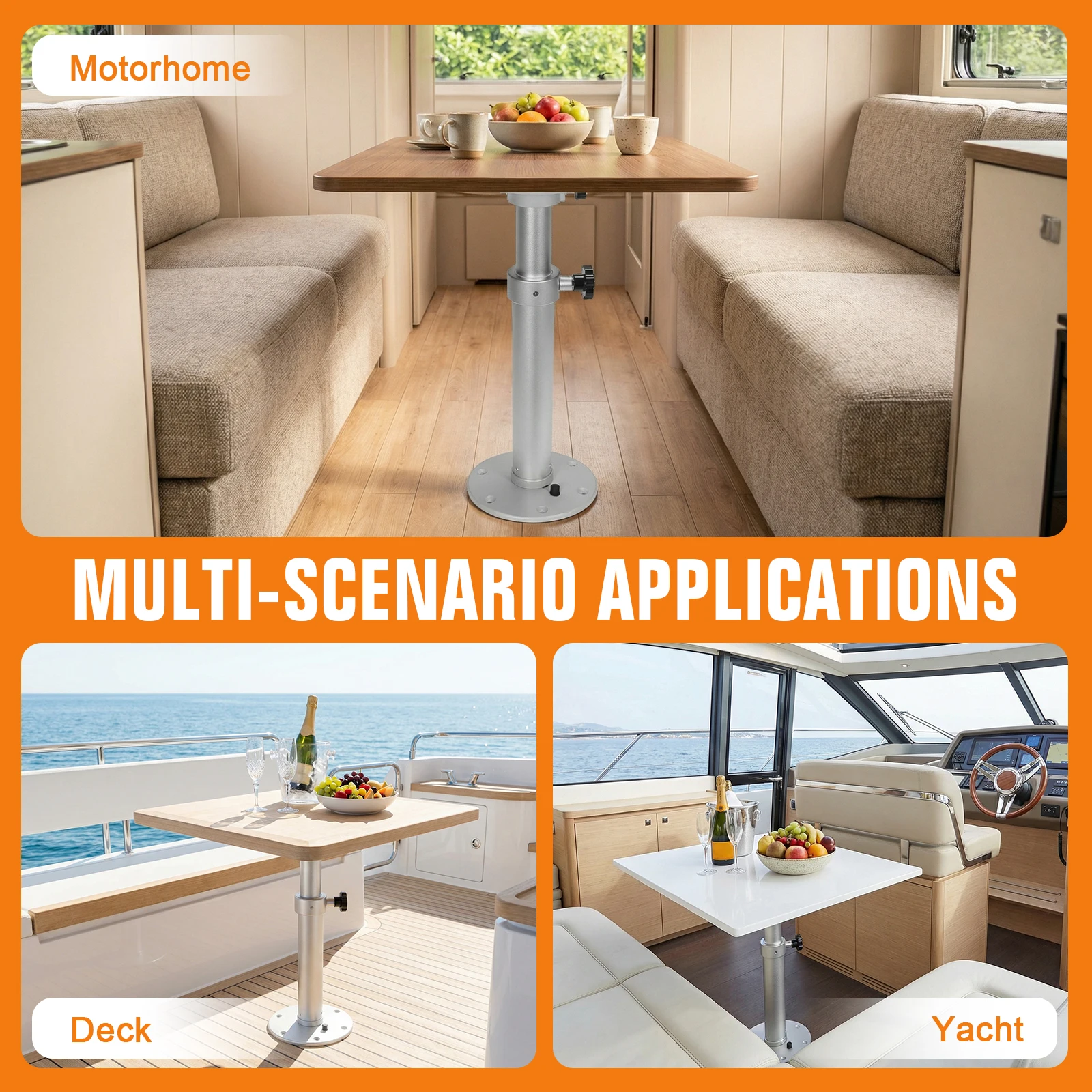 

Aluminum Alloy Stand Base One-Leg Lifting System Removable Lifting Table Legs 27.5In for RVs Marine Boat Yacht