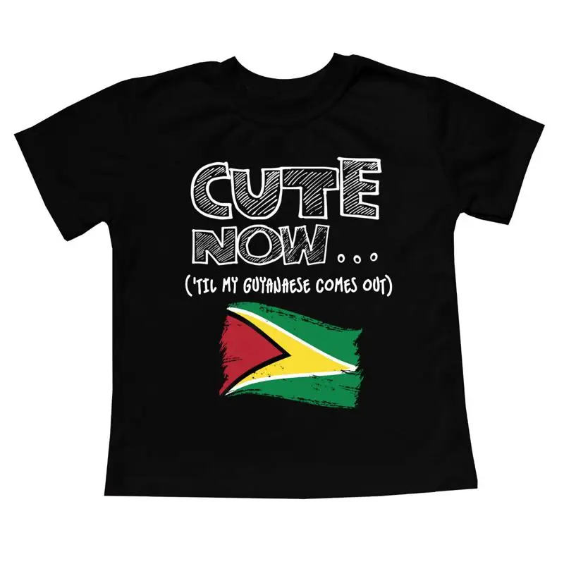 Lindo ahora 'Til My Guyanese viene para niños pequeños bandera de Guyana Camiseta de algodón