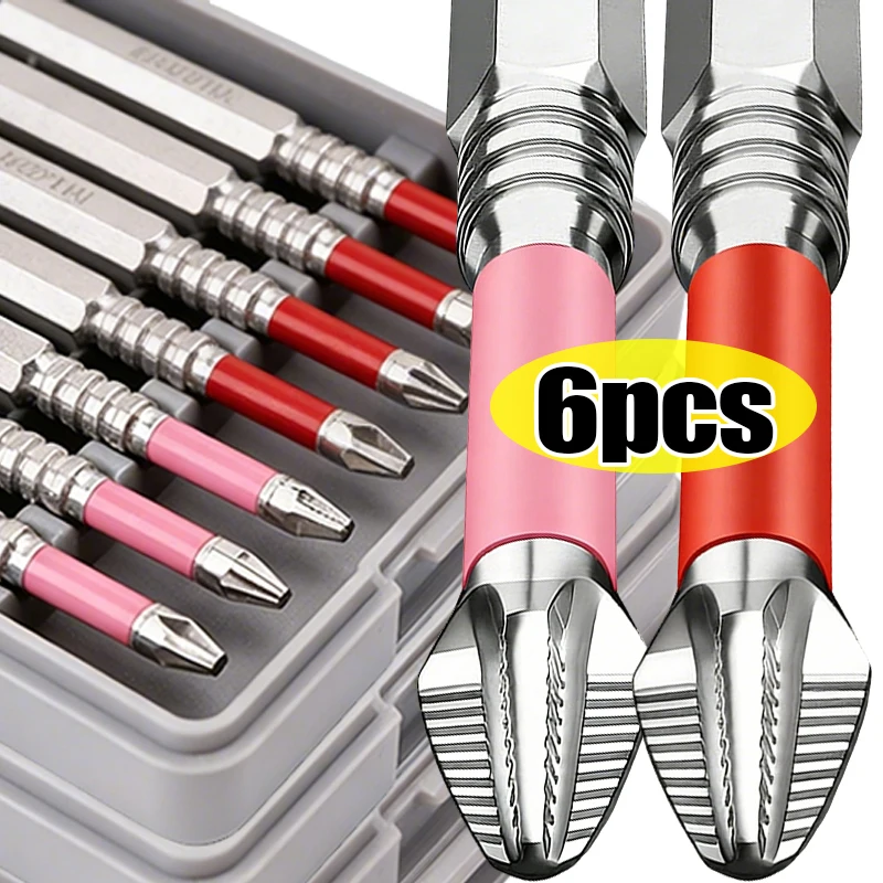 

Набор из 6 магнитных отверток-бит из легированной стали с крестообразным шлицем, ударопрочные, с нескользящим покрытием, для дрелей и шуруповертов, 25/50/65/70/90/150 мм