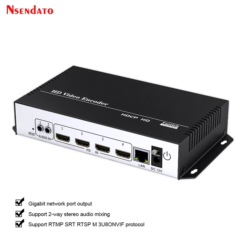 

4K H.264 4 in 1 HDMI Video Capture Box Encoder HDMI Video RTSP Transmitter For Live Streaming Youtube Facebook Broadcast Onvif