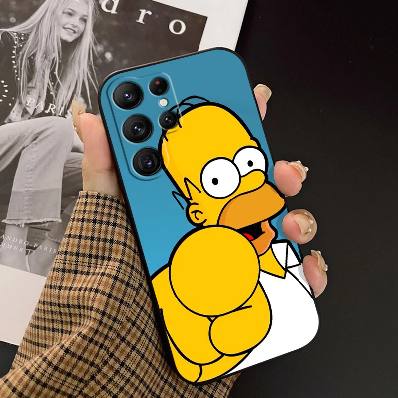 Disney Simpson Cool For Samsung Galaxy S24 S23 S22 S21 S20 FE S10 S10E Plus Ultra Pro Lite 5G Black Cover Phone Case