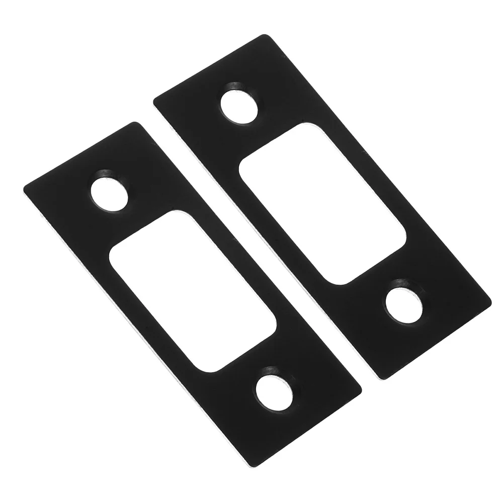 2 Stück runde Türöffnerplatte für Einsteckschlösser, schlankes schwarzes Finish, verbesserte Sicherheitsriegelführung, Hardware, runde Türschlossplatte