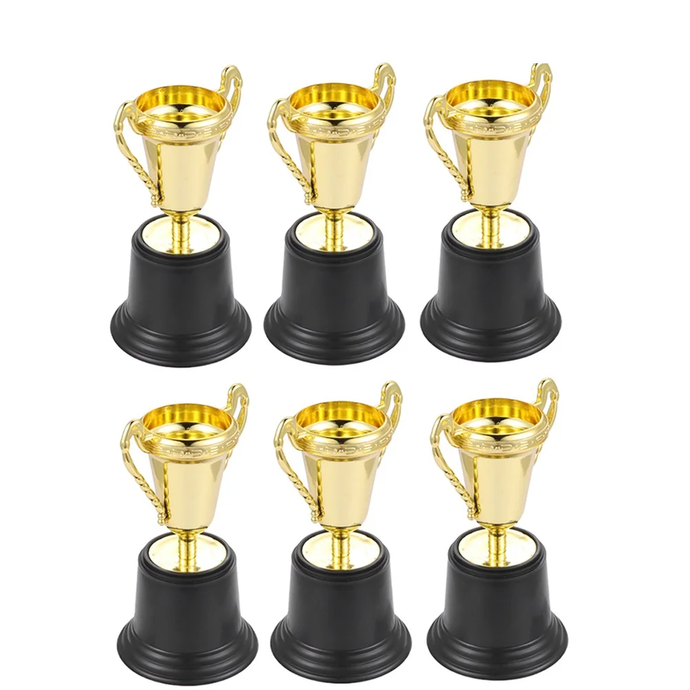 6 قطعة جائزة بلاستيكية صغيرة الكأس الذهبي جوائز الحفلات الفصول الدراسية المكافآت حفل رياضي هدايا جائزة صغيرة الكأس #6