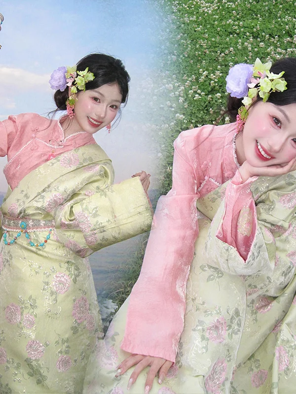

New Ethnic Tibetan Clothing Dali Tibetan Robe Yunnan Tibet Lijiang Travel Photography Girl Tibetan Costume Photography ...