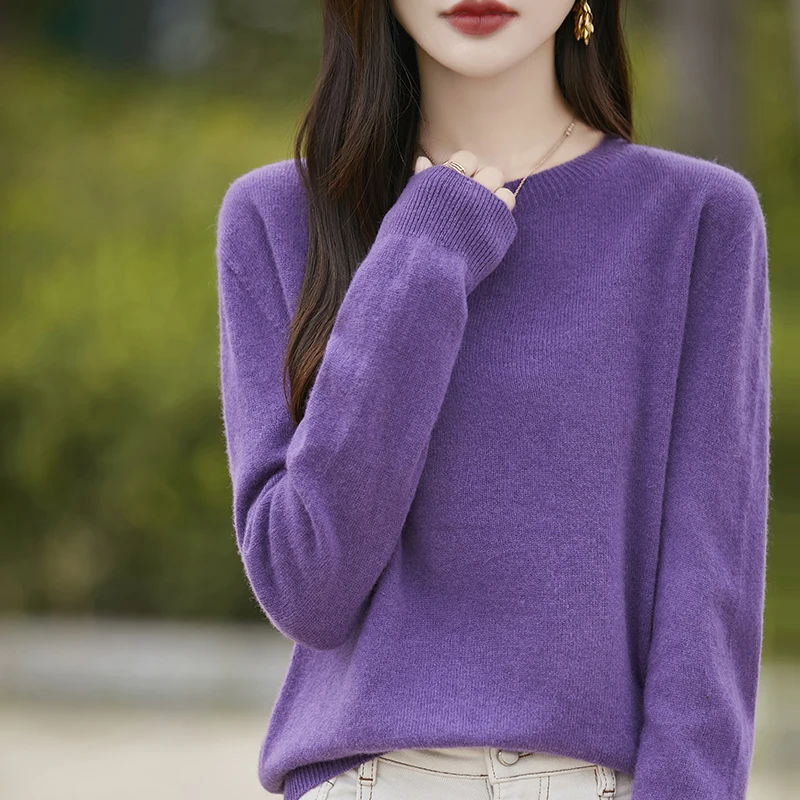 Autumn  Has launched A New Women\'s Knitted Pullover With A Round Neck Design, Solid Color, loose Fit, Creating A Fashionable