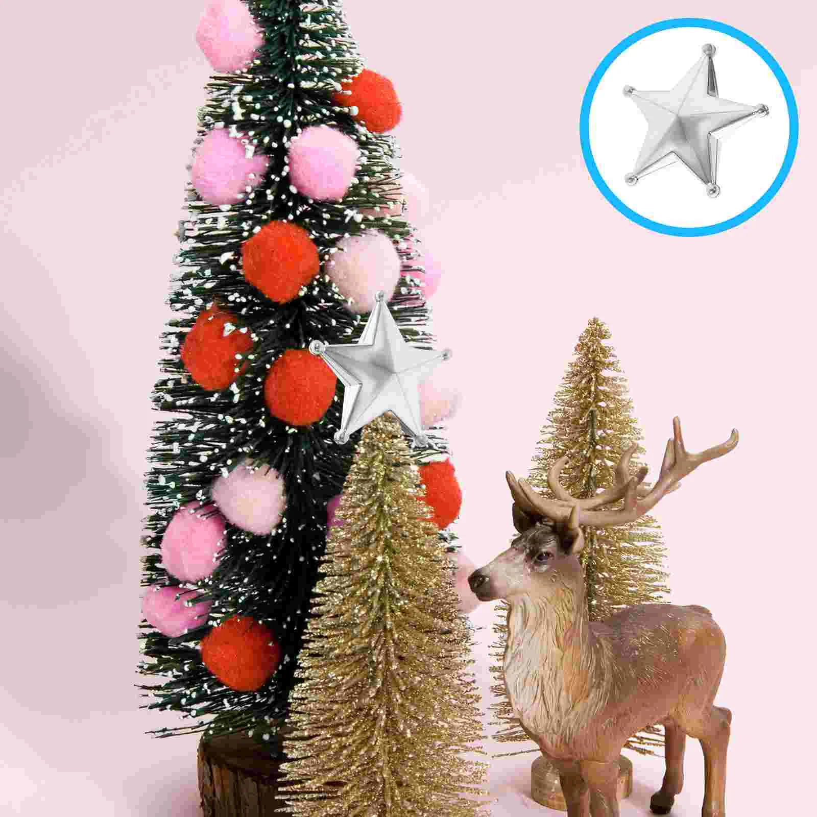 50 Pcs Christmas Tree Top Star Home Decor Ornament Ornaments Decorate Party Small with Hole Hanging Stars Decorations Plastic