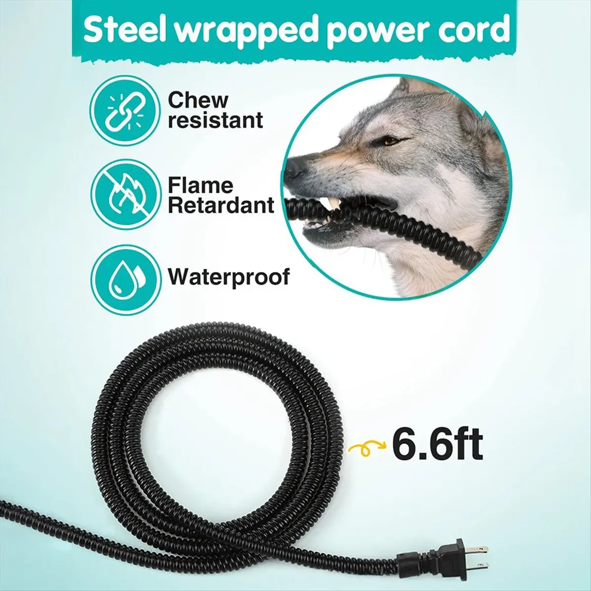 Heated Water Bowl for Dog Cat, Outdoor Warming Dog Bowl with Chew Beware Power Cord, Waterproof Heat Pet Bowl US Plug