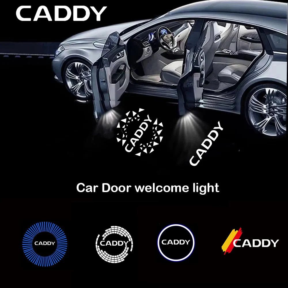 2Pcs HD LED Ghost Shadow Car Door Welcome Projector Lamp Ambient Light Auto Decor Replacement Accessories For VW CADDY 2005