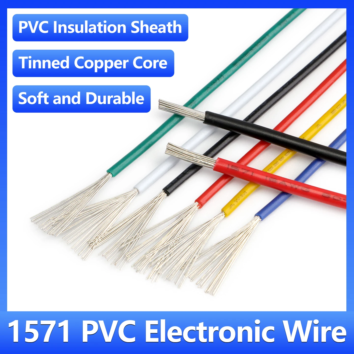 2/5M 1571 PVC Copper wire 32~16AWG Environmentally friendly PVC insulated Tinned Copper solder terminal wire internal wiring