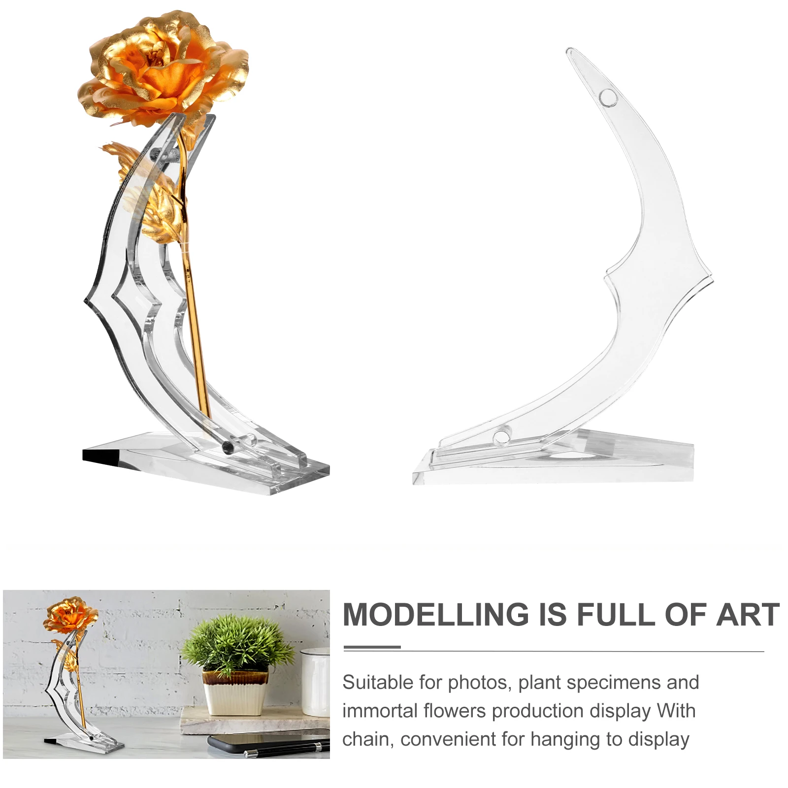 

Acrylic Rose Decoration Display Stand Transparent Bouquet Holder Flowers Jewelry Exhibit Thick Material NonSlip Base