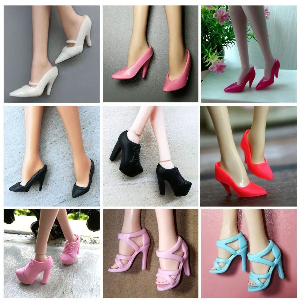 1 Pair 30cm Doll Shoes Fashion Female Doll Boots Fit Foot Length 2.2cm 1/6 Dolls Accessories Plastic Doll High Heels Shoes