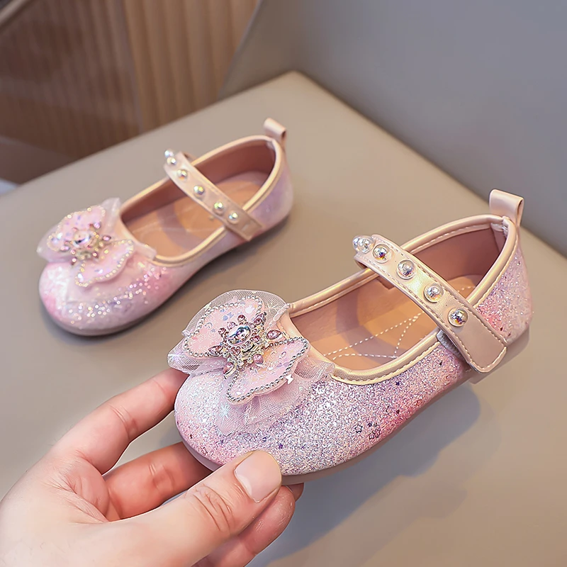 Girls Mary Jane Flat Shoes,Princess Dress Rhinestone Unique Rotatable Windmill Decoration, Toddler Girls Party Wedding