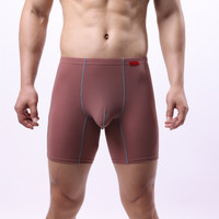 Mens Long Legs Boxer Briefs Breathable Pouch Trunks Casual Underpants Underwear Men Stretch Shorts