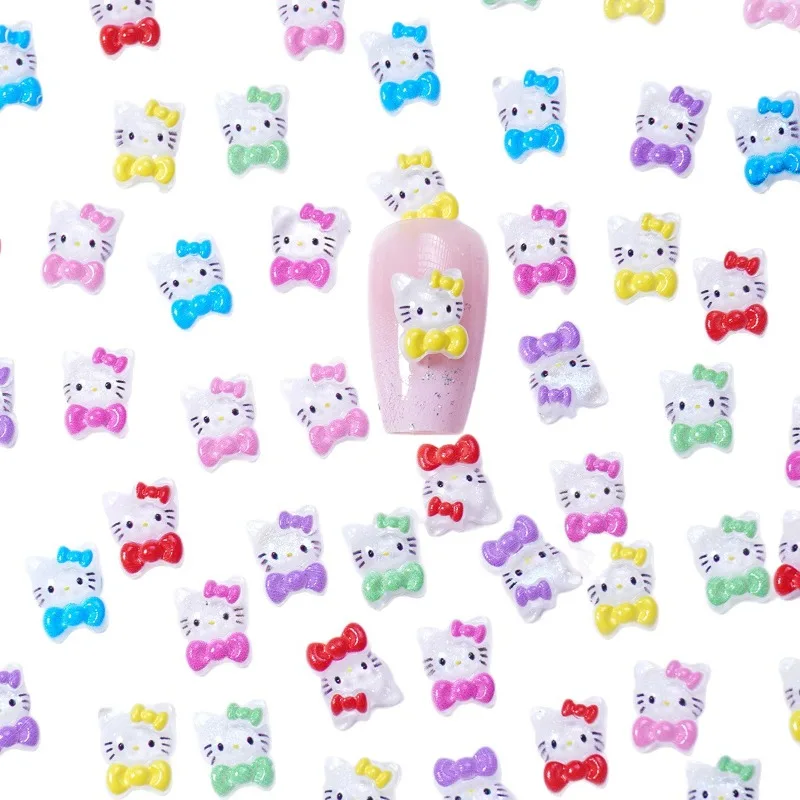100 pezzi/pacco ciondoli per unghie giapponesi Hello Kitty - nail art con strass in resina, decorazioni per unghie carine a pressione per manicure Kawaii fai da te